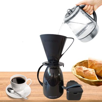 Imagem de Conjunto Garrafa Térmica 650ml com Açucareiro Colher e Suporte Filtro Café