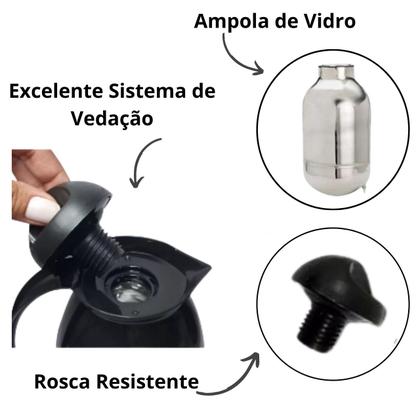 Imagem de Conjunto Garrafa Térmica 650ml com Açucareiro Colher e Suporte Filtro Café