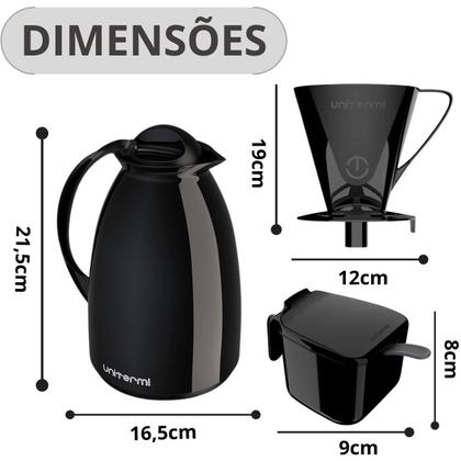 Imagem de Conjunto Garrafa Térmica 650ml com Açucareiro Colher e Suporte Filtro Café