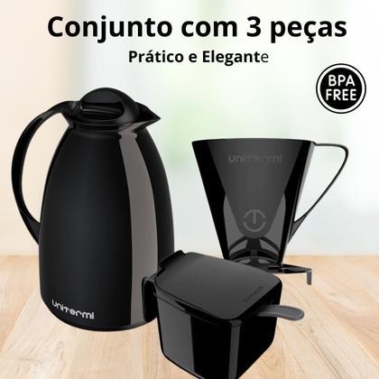 Imagem de Conjunto Garrafa Térmica 650ml com Açucareiro Colher e Suporte Filtro Café