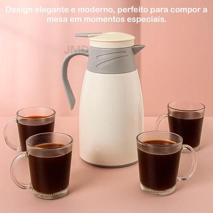 Conjunto Garrafa Térmica Café 4 Canecas Copos Vidros 220ml 1L - jdmazine Imagem de Conjunto Garrafa Térmica Café 4 Canecas Copos Vidros 220ml 1L