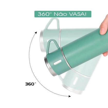 Imagem de Conjunto Garrafa Térmica Vacuum Flask Set 500ml Com 3 Xícaras MS702
