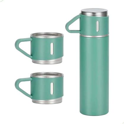 Imagem de Conjunto Garrafa Térmica Vacuum Flask Set 500ml Com 3 Xícaras MS702