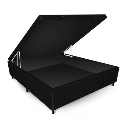 Imagem de Conjunto Gazin New York Preto Box Baú Max Ultra Suede Preto Casal 138x188x68cm