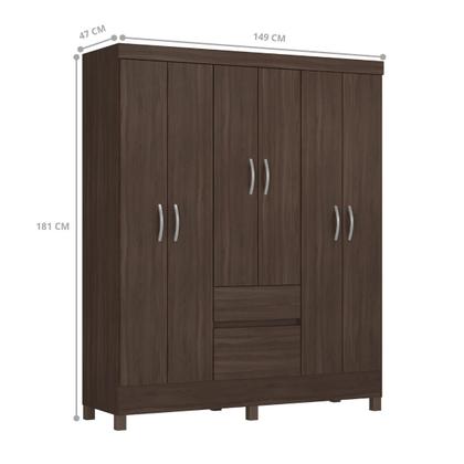 Imagem de Conjunto Guarda Roupa 6 Portas e Sapateira Amadeu Cafe Touch