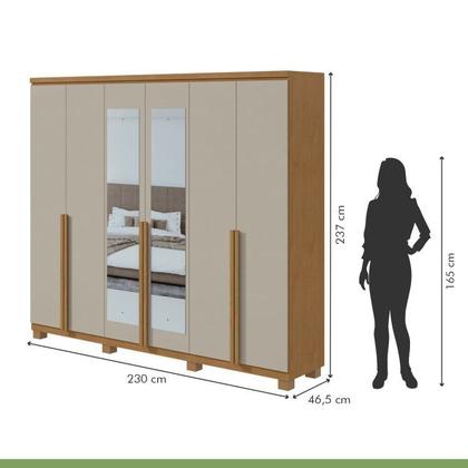 Imagem de Conjunto Guarda-roupa Alonzo com Espelho e Pés e Cômoda da Vinci com Nicho