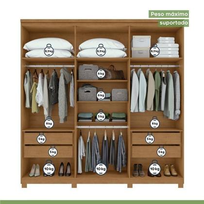 Imagem de Conjunto Guarda-roupa Alonzo com Espelho e Pés e Cômoda da Vinci com Nicho