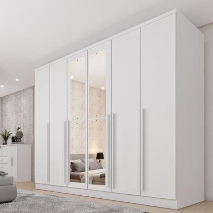 Imagem de Conjunto Guarda-roupa Casal 6 Portas 2 com Espelho e Cama Casal Monaco Espresso Móveis