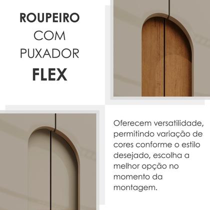Imagem de Conjunto Guarda-Roupa Casal 6 Portas 6 Gavetas Cômoda 8 Gavetas com Tampo MDF Lizz Off White/Cedro
