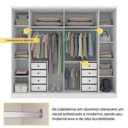 Imagem de Conjunto Guarda Roupa Casal 6 Portas 8 Gavetas Puxador Mdf Com Pés Portugal E Cama Casal Monaco