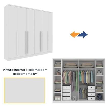 Imagem de Conjunto Guarda Roupa Casal 6 Portas 8 Gavetas Puxador Mdf Com Pés Portugal E Cama Casal Monaco