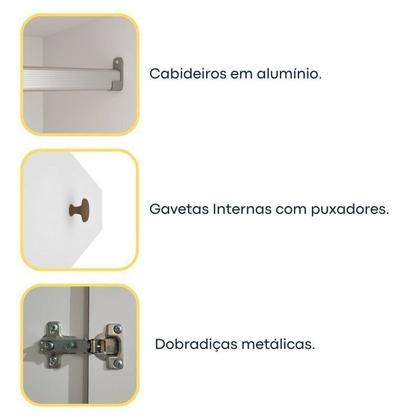 Imagem de Conjunto Guarda Roupa Casal 6 Portas 8 Gavetas Puxador Mdf Com Pés Portugal E Cama Casal Monaco