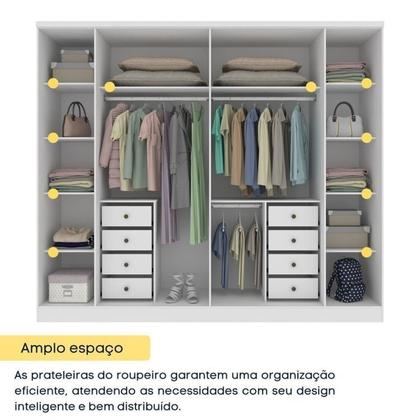 Imagem de Conjunto Guarda Roupa Casal 6 Portas 8 Gavetas Puxador Mdf Com Pés Portugal E Cama Casal Monaco