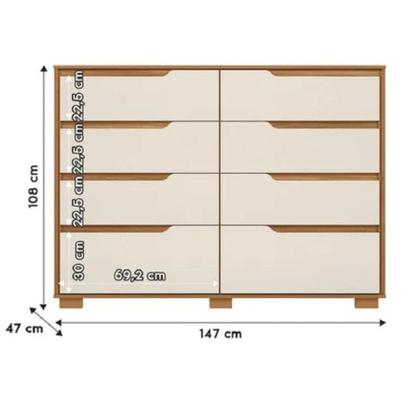 Imagem de Conjunto Guarda Roupa e Cômoda Moval 2 Peças 8 Portas 8 Gavetas