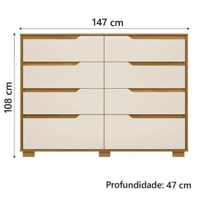Imagem de Conjunto Guarda Roupa e Cômoda Moval 2 Peças 8 Portas 8 Gavetas
