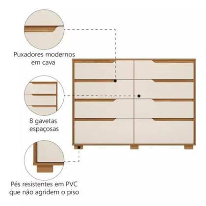 Imagem de Conjunto Guarda Roupa e Cômoda Moval 2 Peças 8 Portas 8 Gavetas