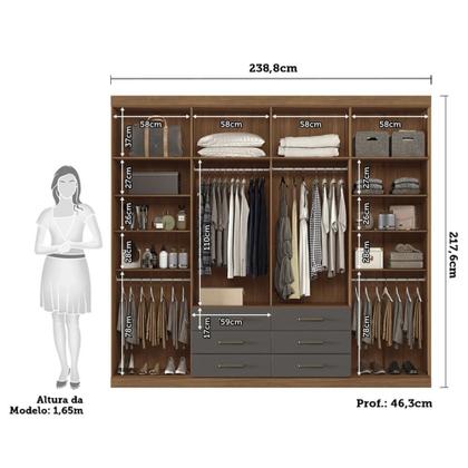 Imagem de Conjunto Guarda Roupa e Cômoda Santos Andirá 2 Peças 10 Portas 10 Gavetas