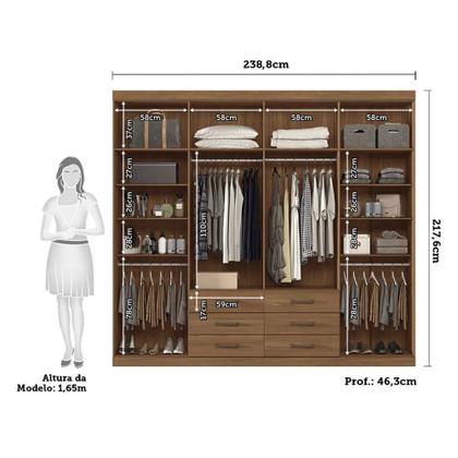 Imagem de Conjunto Guarda Roupa e Cômoda Santos Andirá 2 Peças 10 Portas 10 Gavetas