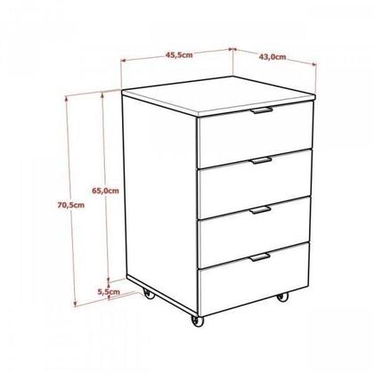 Imagem de Conjunto Home Office 2 Peças com 1 Escrivaninha e 1 Gaveteiro 4 Gavetas Kuadra