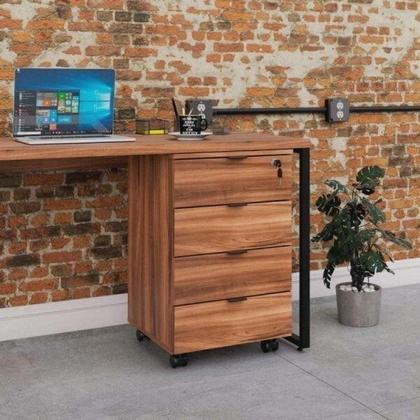 Imagem de Conjunto Home Office 2 Peças com 1 Escrivaninha e 1 Gaveteiro 4 Gavetas Kuadra