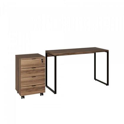 Imagem de Conjunto Home Office 2 Peças com 1 Escrivaninha e 1 Gaveteiro 4 Gavetas Kuadra