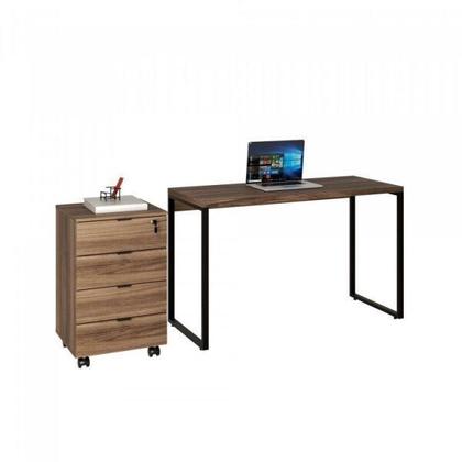 Imagem de Conjunto Home Office 2 Peças com 1 Escrivaninha e 1 Gaveteiro 4 Gavetas Kuadra