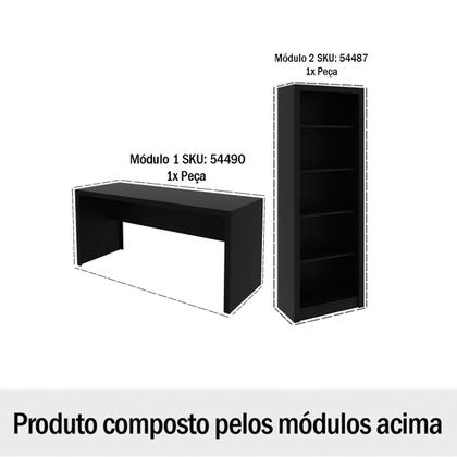 Imagem de Conjunto Home Office 2 Peças com 1 Mesa e 1 Estante Preto -  Pnr Móveis