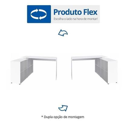 Imagem de Conjunto Home Office com Escrivaninha em L com 8 Nichos e Estante Escada Organizadora