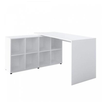 Imagem de Conjunto Home Office com Escrivaninha em L com 8 Nichos e Estante Escada Organizadora