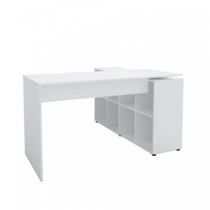 Imagem de Conjunto Home Office com Escrivaninha em L com 8 Nichos e Estante Escada Organizadora