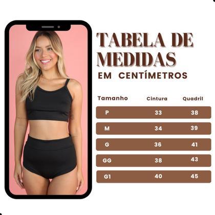 Imagem de Conjunto Hot Pants Biquini Top Alcinha Shorts Cintura Alta