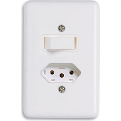 Imagem de Conjunto Ilumi 4X2 Branco Com Placa(1Simples+Tomada 10A) 20200