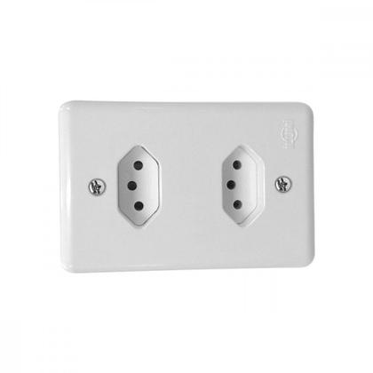 Imagem de Conjunto Ilumi 4X2 Branco Com Placa(2Tomadas 20A Monobloco) 201210