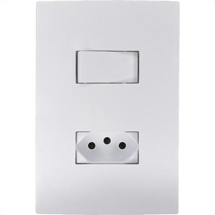Imagem de Conjunto Ilumi I9-Inove Branco Com Placa 1 Simples + Tomada 2P+T. 10A. - 94200