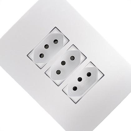 Imagem de Conjunto Ilumi I9-Inove Branco Com Placa 3 Tomadas 10A. - 94123 Monobloco