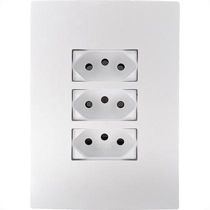 Imagem de Conjunto Ilumi I9-Inove Branco Com Placa 3 Tomadas 10A. - 94123 Monobloco