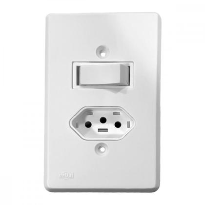 Imagem de Conjunto Ilumi Pratika Branco Com Placa 1 Simples + Tomada 2P+T. 10A. - 19200