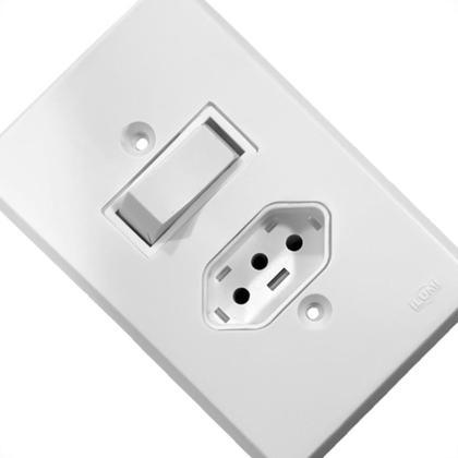 Imagem de Conjunto Ilumi Pratika Com Placa 1 Simples + Tomada 2P+T. 10A. - 19200