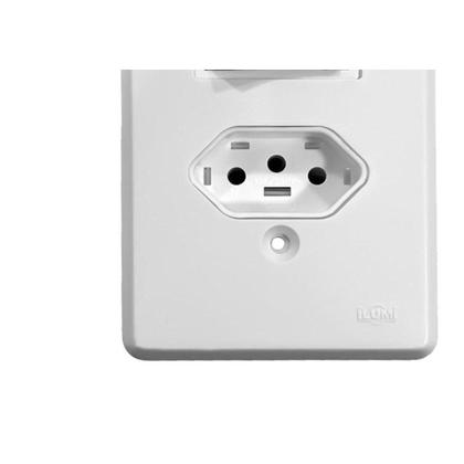 Imagem de Conjunto Ilumi Pratika Com Placa 1 Simples + Tomada 2P+T. 20A. - 19201