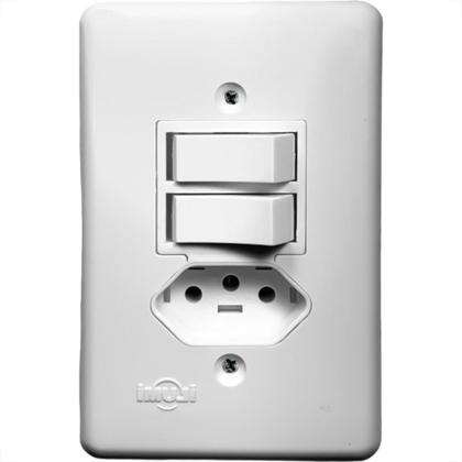 Imagem de Conjunto Ilumi Pratika Com Placa 2 Simples + Tomada 2P+T. 10A.