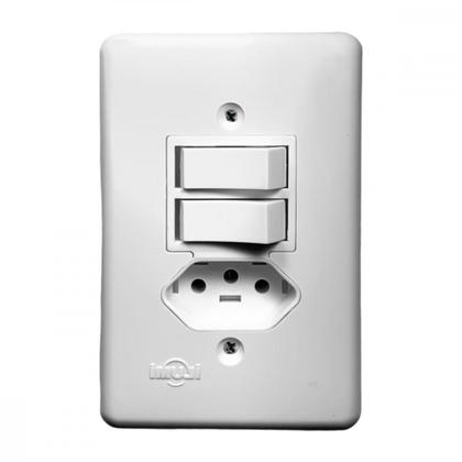 Imagem de Conjunto Ilumi Pratika Com Placa 2 Simples + Tomada 2P+T. 20A.