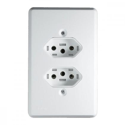 Imagem de Conjunto Ilumi Pratika Com Placa 2 Tomadas 2P+T. 10A. - 19120