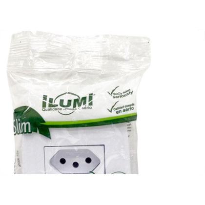 Imagem de Conjunto Ilumi Slim 4X2 Branco Com Placa (1Simples+Tomada 10A) 80200