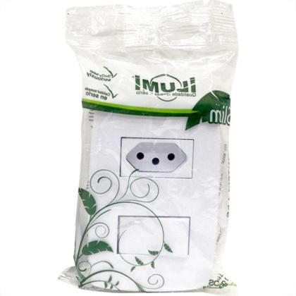 Imagem de Conjunto Ilumi Slim 4X2 Branco Com Placa (1Simples+Tomada 10A) 80200
