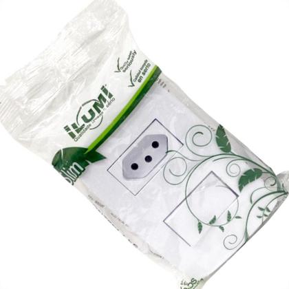 Imagem de Conjunto Ilumi Slim 4X2 Branco Com Placa (1Simples+Tomada 10A) 80200