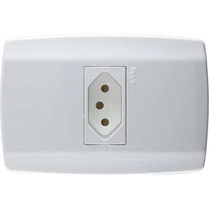 Imagem de Conjunto Ilumi Slim 4X2 Branco Com Placa (1Tomada 10A) 80150