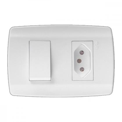Imagem de Conjunto Ilumi Slim Branco Com Placa 1 Simples + Tomada 2P+T. 10A. - 80200