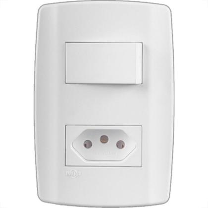 Imagem de Conjunto Ilumi Slim Branco Com Placa 1 Simples + Tomada 2P+T. 20A. - 80201
