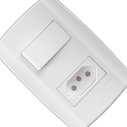 Imagem de Conjunto Ilumi Slim Branco Com Placa 1 Simples + Tomada 2P+T. 20A. - 80201
