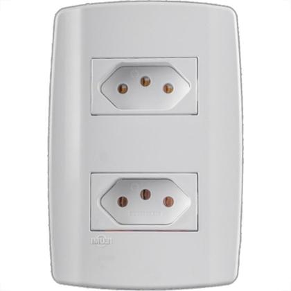 Imagem de Conjunto Ilumi Slim Branco Com Placa 2 Tomadas 2P+T. 10A. - 80120 Monobloco